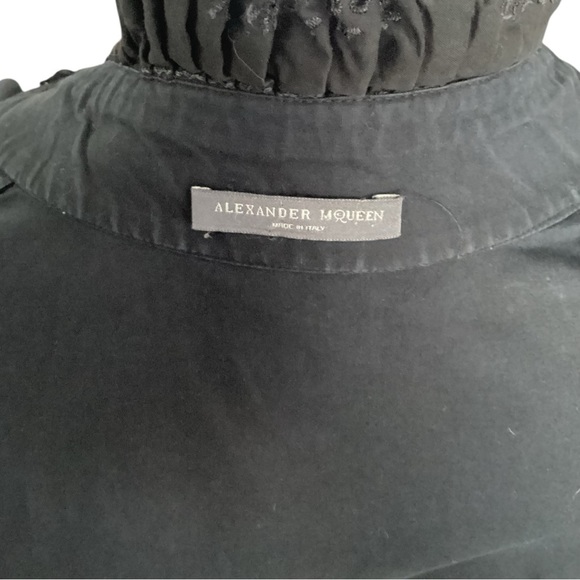 Alexander McQueen Vintage 2007 Black High-Collar Lace Accent Blouse - Picture 9 of 12